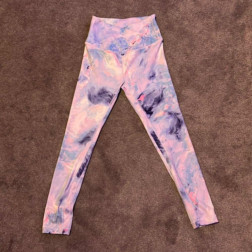 Womens PINK crossover tye dye leggings